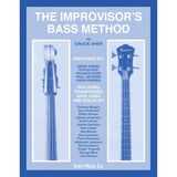 Book cover of 'The Improvisor's Bass Method' by Chuck Sher with blue and white design.