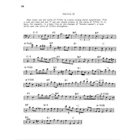 Sheet music for bass guitar with musical notation and text on a white background