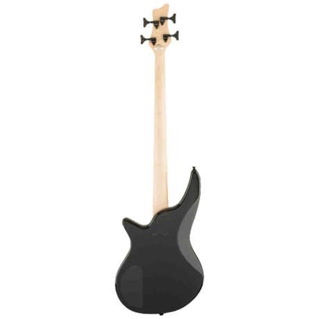 The back of a black JS Series Spectra Bass JS2 electric bass guitar with a white background.