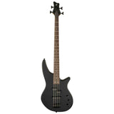 The front of a black Jackson JS Series Spectra Bass JS2 electric bass guitar on a white background
