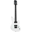 The front of a white Jackson JS Series Surfcaster JS22 HT electric guitar with black details on a white background