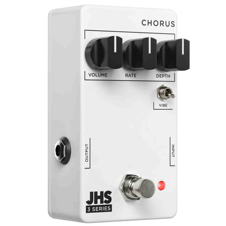 Guitar effects pedal with control knobs and JHS branding on a white background
