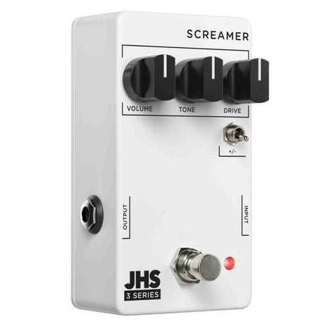 Guitar effects pedal with 'Screamer' branding on a white background