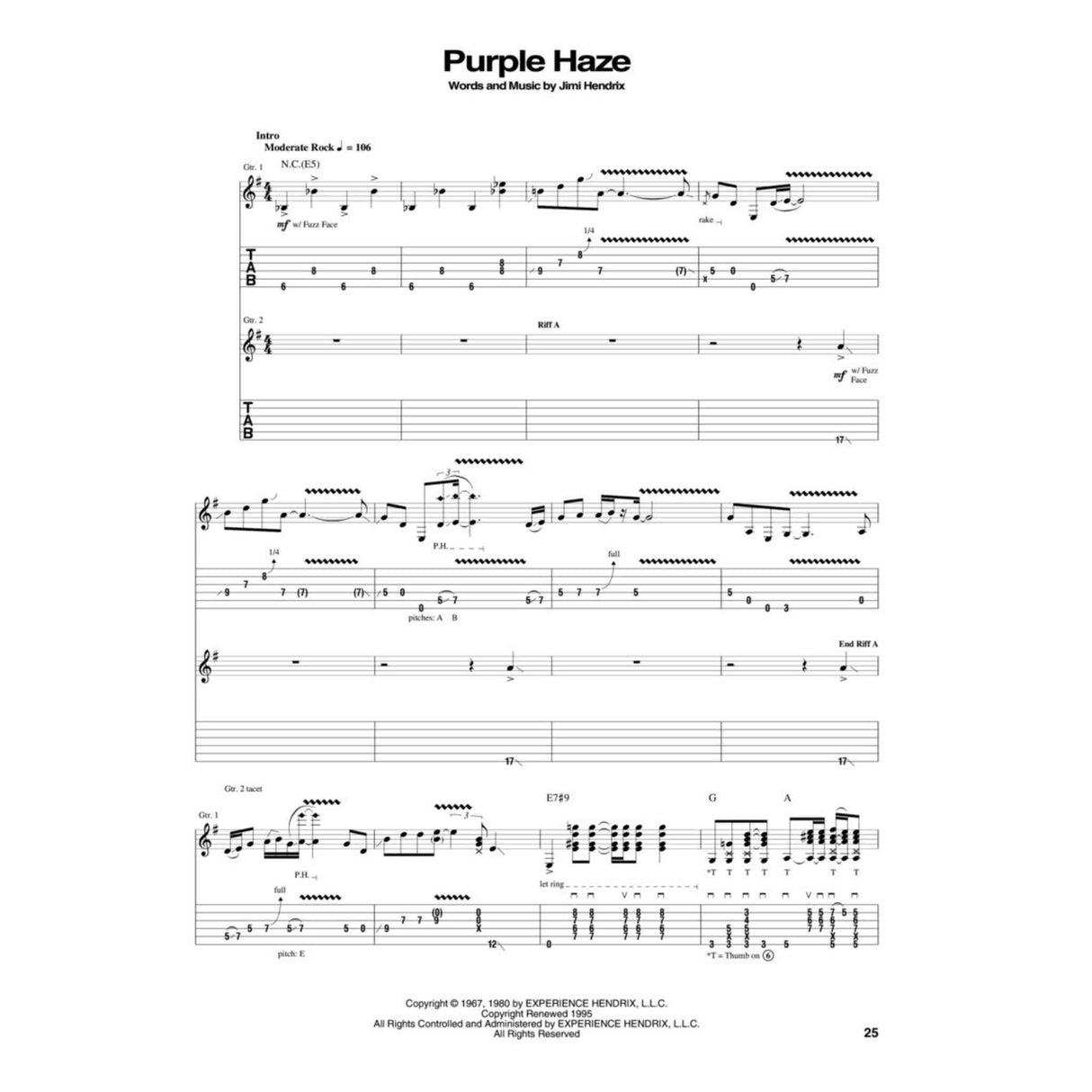 Jimi Hendrix – Are You Experienced? - Guitar Recorded Versions TAB