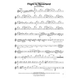 The image shows a sheet music page for "Flight to Neverland" from the musical HOOK, composed by John Williams. It features brass notation in treble clef, marked "Quickly," in B-flat major and 4/4 time. The page includes dynamic and articulation markings like pizz., arco, rit., and rall. At the bottom is copyright info from 1991 by Triple Star Music, EMI, and Alfred Music, with the page numbered 5.