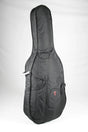 The image shows a dark gray padded guitar gig bag with a guitar-shaped silhouette, suitable for acoustic or electric guitars. It features multiple carrying handles, a zippered external pocket with a small red/orange logo, heavy-duty zippers, and reinforced stitching. Designed for lightweight, portable protection, it’s ideal for transporting guitars to gigs, lessons, or rehearsals.
