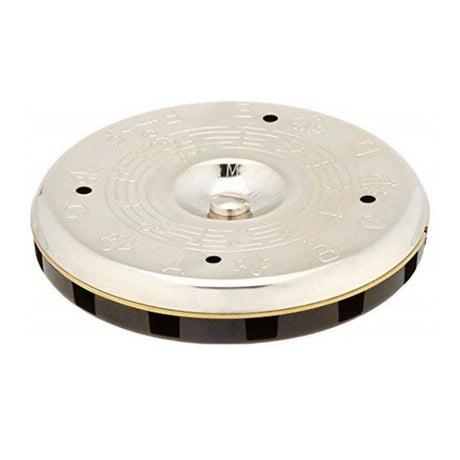 Side view of the Kratt Chromatic f to f pitch pipe showing the holes on the side