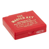 Red box labeled 'The Master Key' on a white background. Holds the Kratt Chromatic pitch pipe f to f