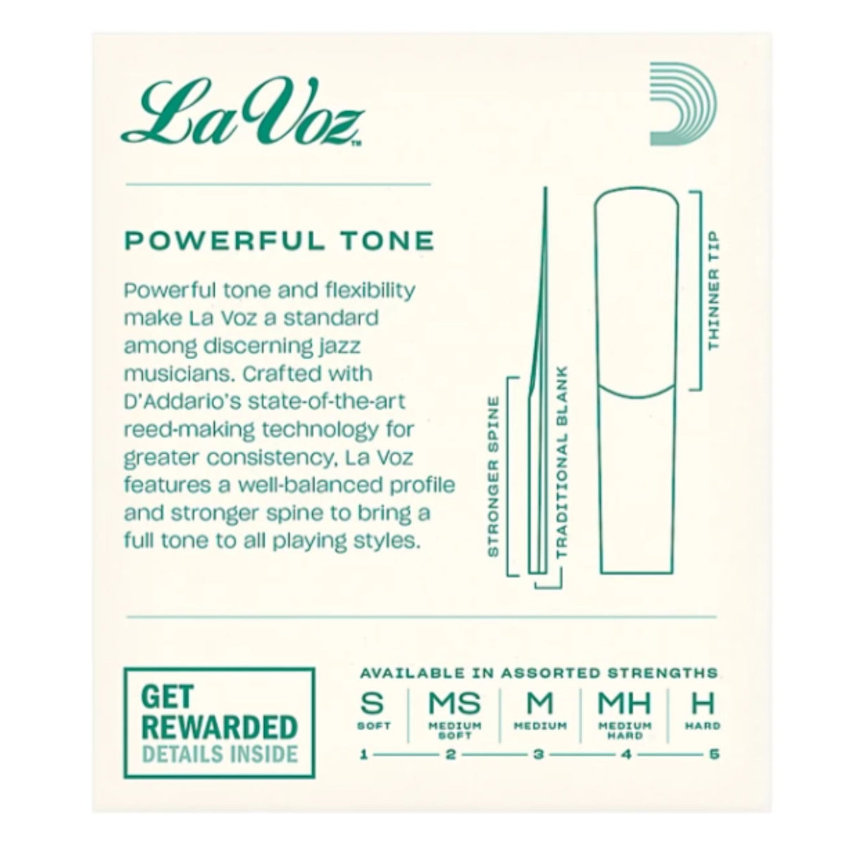 La Voz Alto Sax Reeds - Medium Hard - 10-pack