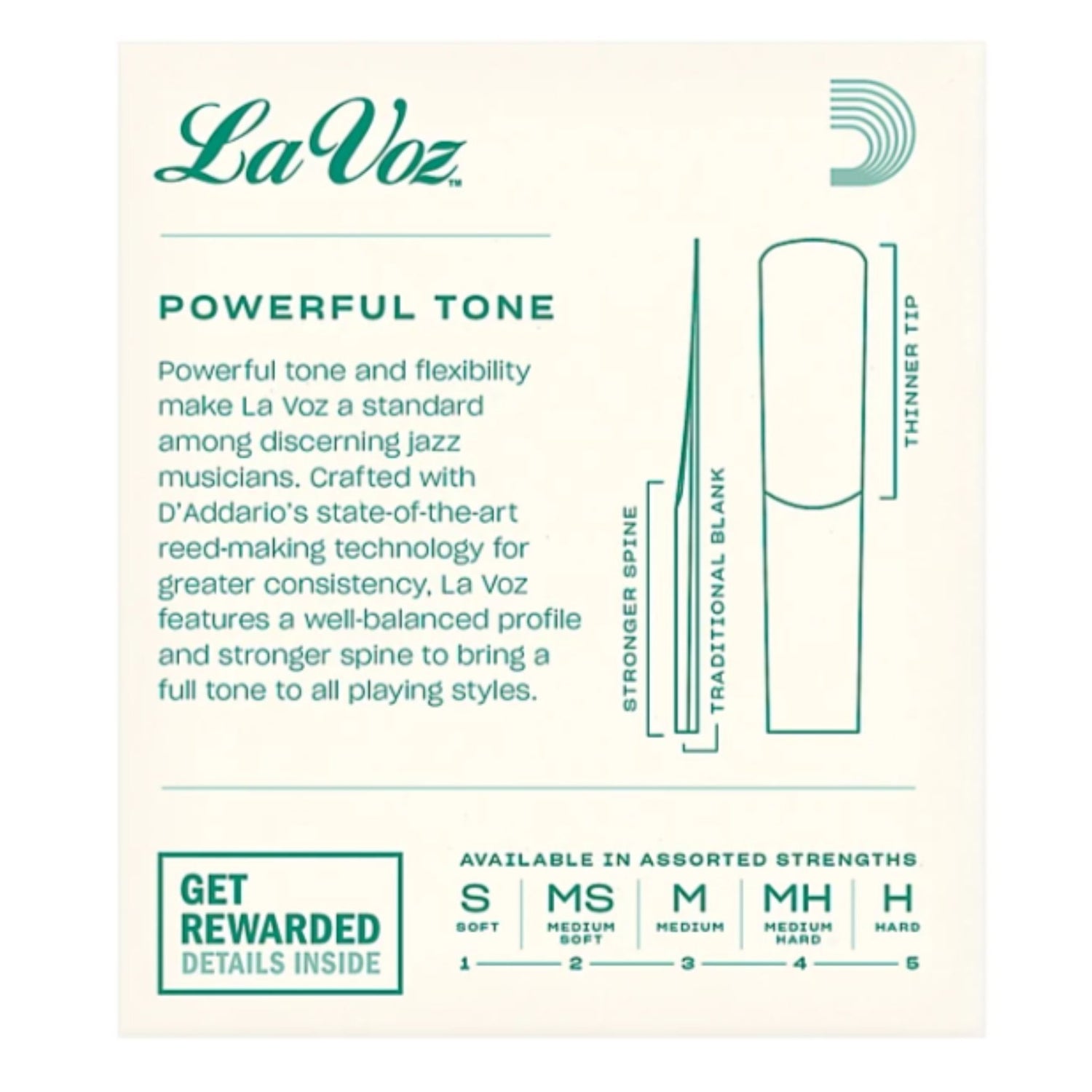 La Voz Alto Sax Reeds - Medium Hard - 10-pack