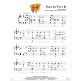 The image shows a page of sheet music for "That's the Way It Is," featuring piano/vocal arrangement in B♭ major, 4/4 time, and a moderate tempo. It includes melody with lyrics, piano accompaniment, chord symbols, fingering, and dynamic marking "mp." The page displays credits to Max Martin, Kristian Lundin, and Andreas Carlsson, a decorative illustration, copyright info from Grantsville Publishing (1999/2000), and product code FF1260.