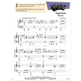 The image shows a page of piano sheet music for John Williams' "Superman Theme" in 6/8 time, marked "Lively March tempo, 'in two'." It features treble and bass clefs, dynamic marking "f," and dotted rhythmic patterns. The page includes measure numbers, a city skyline header, copyright from Warner-Tamerlane Publishing Corp., and page 20 with catalog FF1260, indicating an intermediate piano arrangement.