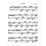 The image shows a page of sheet music for "Für Elise" by Ludwig van Beethoven, featuring the title, composer’s name and dates, tempo marking "Poco moto," and standard piano notation on a grand staff. It includes several systems with the famous opening melody, dynamics, pedal markings, and fingering numbers. This professional or educational edition captures the recognizable flowing melody of this well-known classical piano piece.