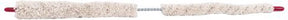 The image shows a cleaning rod for woodwind instruments like clarinets or flutes. It has a long metal shaft with fuzzy cleaning material wrapped around the middle and burgundy end caps. This rod is used to remove moisture, clean the interior bore, and protect the instrument’s delicate surfaces, helping maintain hygiene and prolong instrument life.