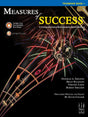 Book cover of 'Measures of Success' for trombone with colorful instrument illustration on black background