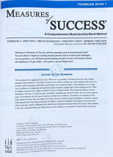 Title page of 'Measures of Success' trombone method by Deborah A. Sheldon and others.