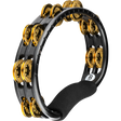 Black and gold tambourine on a white background