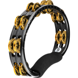 Black and gold tambourine on a white background