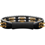 Black and gold tambourine on a white background