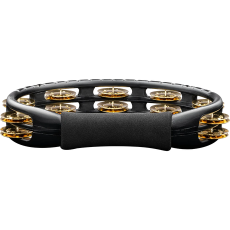 Black and gold tambourine on a white background