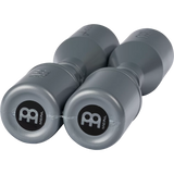 Pair of gray Meinl percussion shakers on a white background