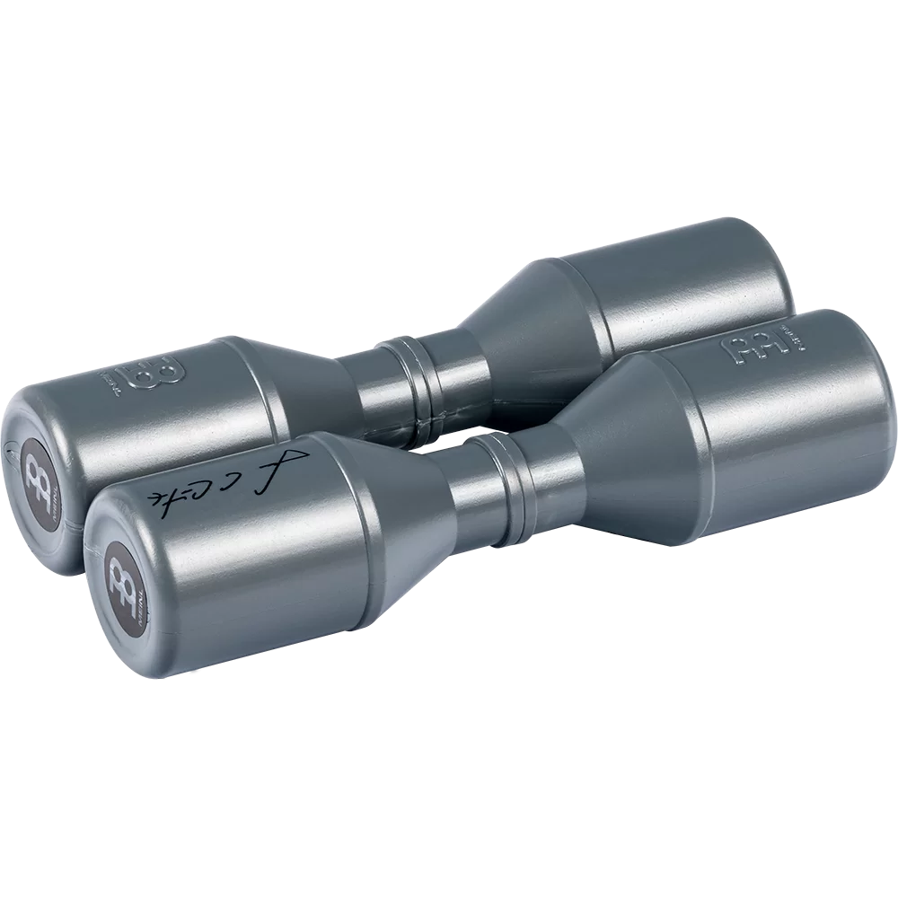 Pair of Meinl percussion shakers on a white background