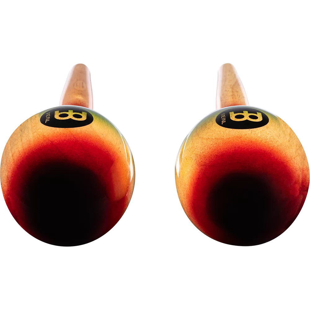 Pair of maracas with a colorful design on a white background