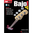 Bass guitar book titled 'FastTrack Bajo 1' by Hal Leonard Spanish Edition. on a black background