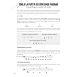 Sheet music in Spanish for electric bass method with text and musical notation on a white background