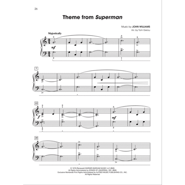 Movie Heroes for Students, Book 2 – 10 Graded Selections for Early Intermediate Pianists