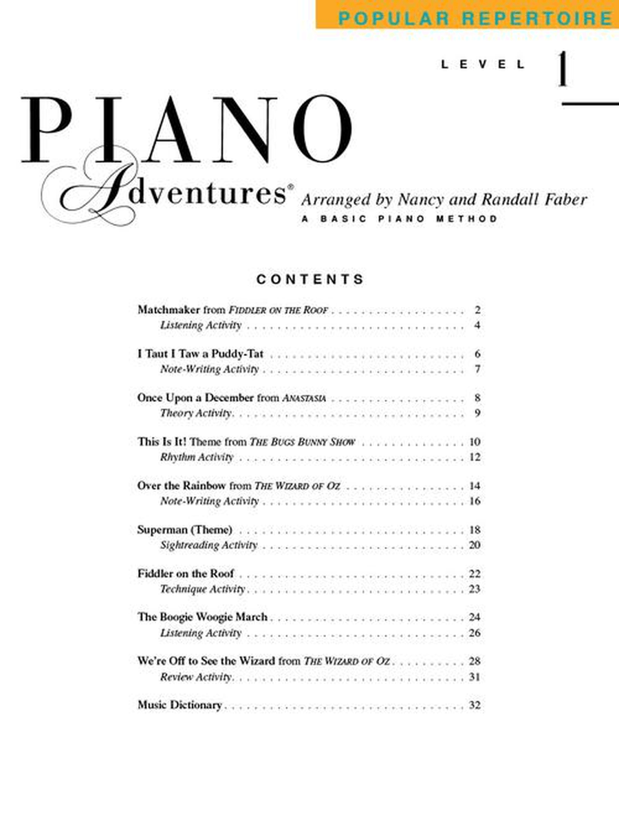 Piano Adventures Level 1 Popular Repertoire Book