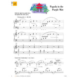 The image shows a page of piano sheet music titled "Pagoda in the Purple Mist," marked 4/4 time and tempo ♩=100-120. It features treble and bass clefs, fingering, dynamics, slurs, and a sustain pedal instruction. A decorative pagoda illustration appears at the top. The bottom includes a "Teacher Duet" section with markings for hands and pedal. It is page 3, marked FF1086, likely from an intermediate method book.
