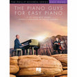 The image shows the cover of "The Piano Guys for Easy Piano" from The Phillip Keveren Series, featuring 15 simplified arrangements for intermediate players. It depicts two musicians—one at a grand piano, the other with a cello—performing in a sunlit desert canyon with dramatic rock formations. Published by Hal Leonard, the cover reflects The Piano Guys' blend of contemporary classical music and scenic visuals.
