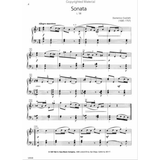 The image shows a page of classical piano sheet music for Domenico Scarlatti’s Sonata L. 58, marked "Allegro maestoso." It features standard treble and bass clefs, numbered measures, dynamic markings like forte and crescendo, and a copyright from Neil A. Kjos Music Company. The sheet is from a published edition intended for intermediate to advanced pianists.