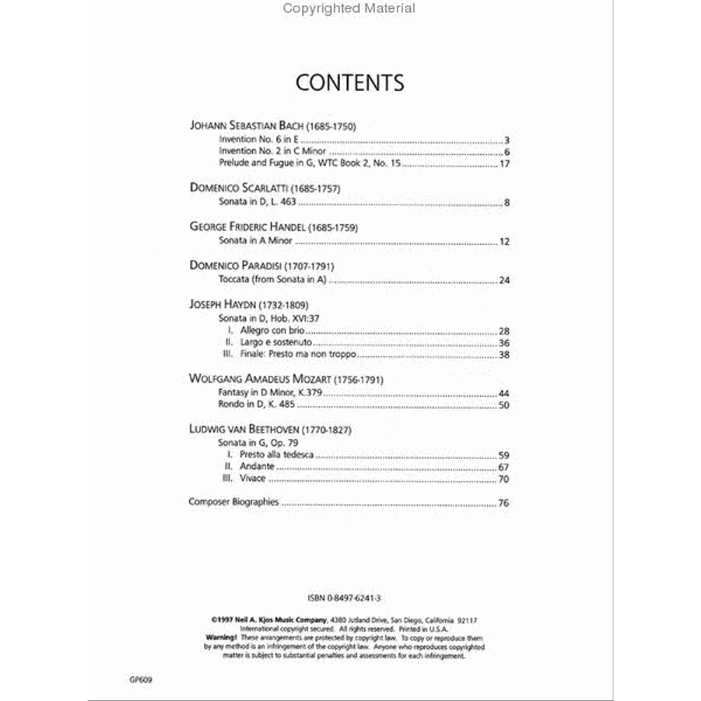 Piano Repertoire – Baroque & Classical – Level 9 (Neil A. Kjos Piano Library)