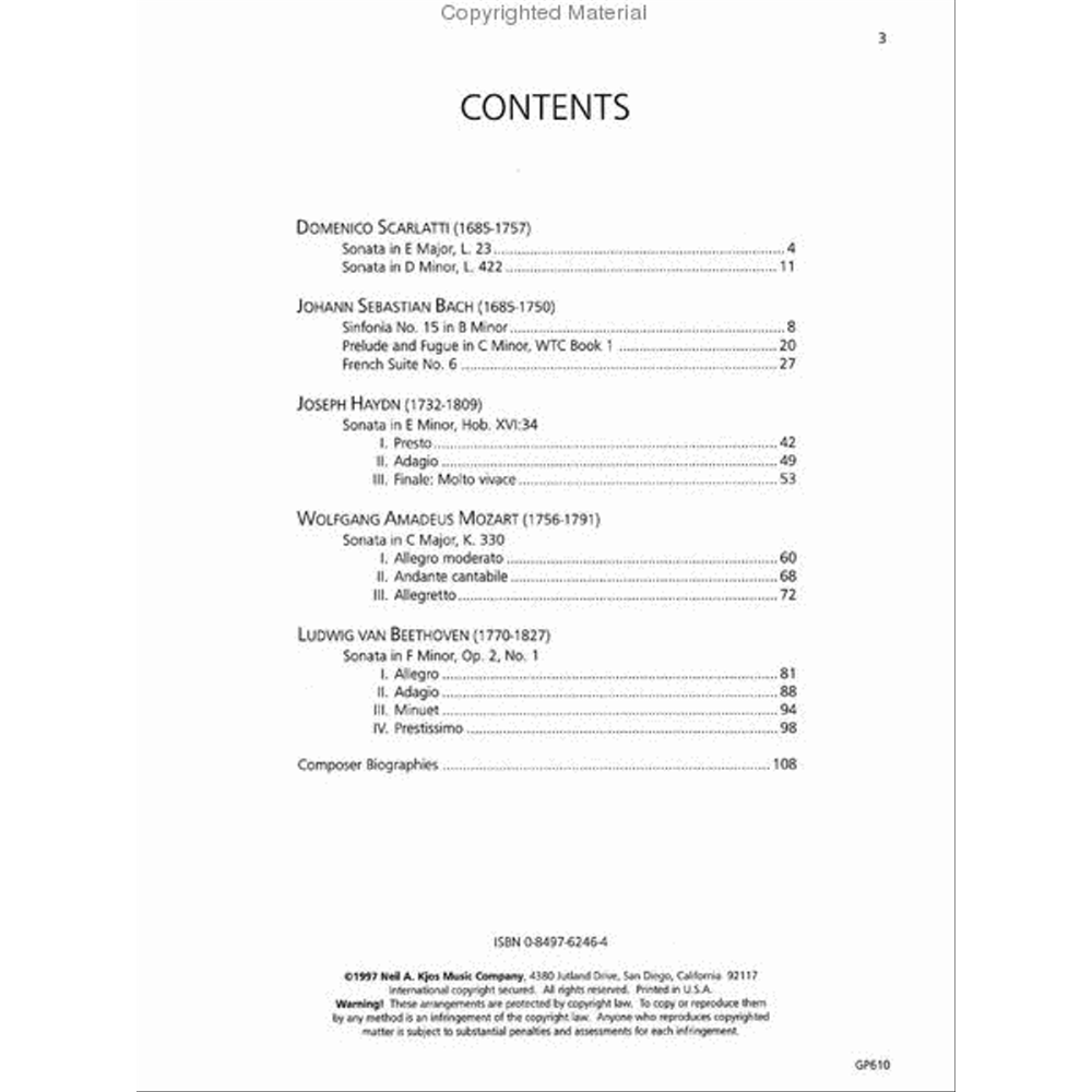 Piano Repertoire: Baroque/Classical – Level 10 (Kjos, Keith Snell Piano Library)