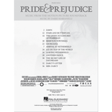 The image shows a piece of sheet music for piano solo from the "Pride & Prejudice" film soundtrack by Dario Marianelli, published by Hal Leonard Corporation. It features a table of contents listing tracks like "Dawn," "Liz on Top of the World," and "Darcy's Letter." This published book allows pianists to perform the film’s orchestral score arranged for solo piano. The Hal Leonard logo appears at the bottom.