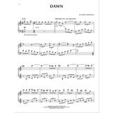 The image shows page 2 of the piano sheet music for "DAWN" by Dario Marianelli. It features grand staff notation, dynamic markings like "mp," tempo directions including "Freely," "Moderately slow," and "accel.," as well as fingering and pedal instructions. The piece is in 6/8 time and includes expressive, flowing lines. A copyright notice from Universal Pictures Music appears at the bottom, indicating its origin from a film soundtrack.