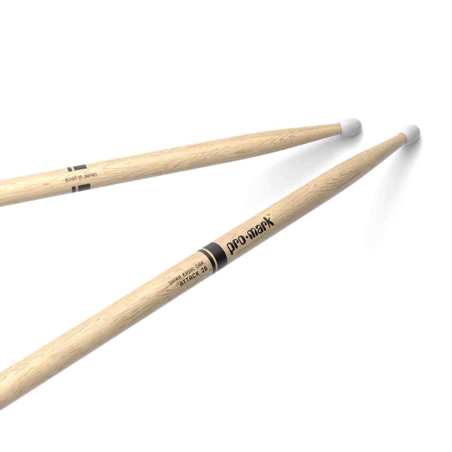Promark 2B Nylon Tip Shira Kashi Oak Drumsticks, Classic Attack - PW2BN