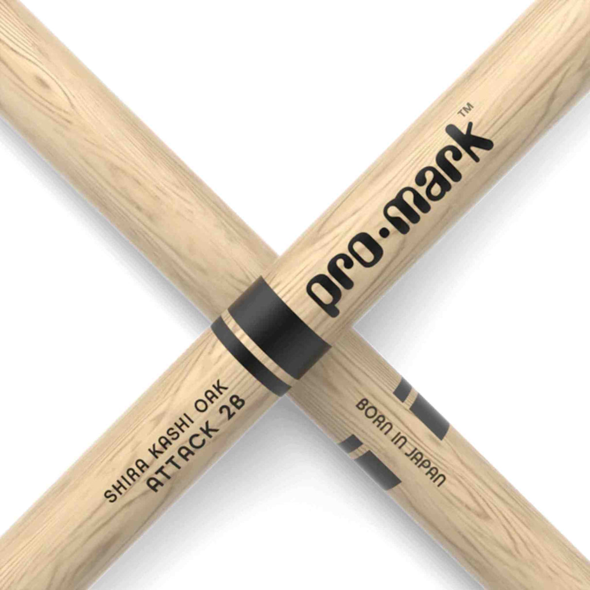 Promark 2B Nylon Tip Shira Kashi Oak Drumsticks, Classic Attack - PW2BN