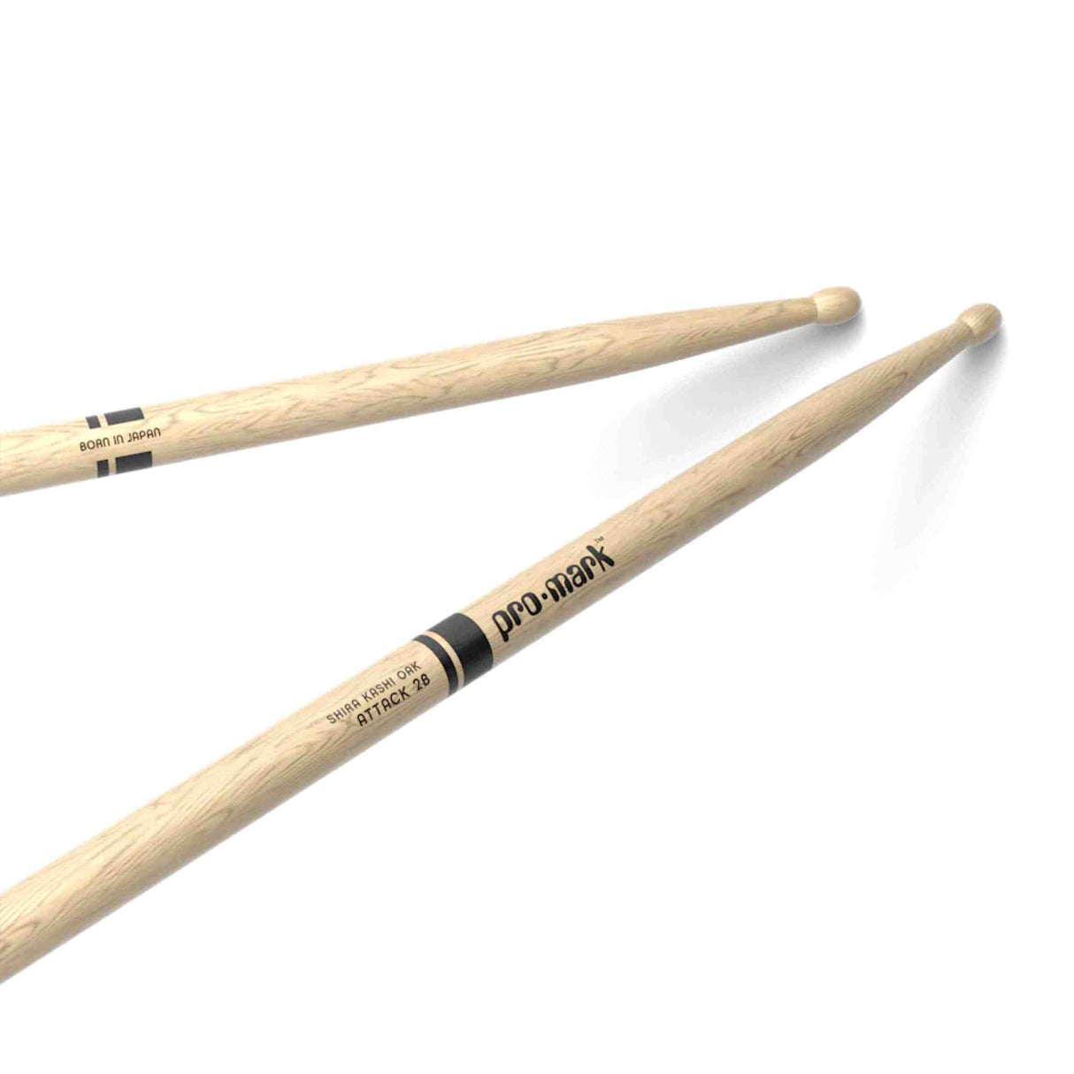 Promark 2B Wood Tip Shira Kashi Oak Drumsticks, Classic Attack - PW2BW