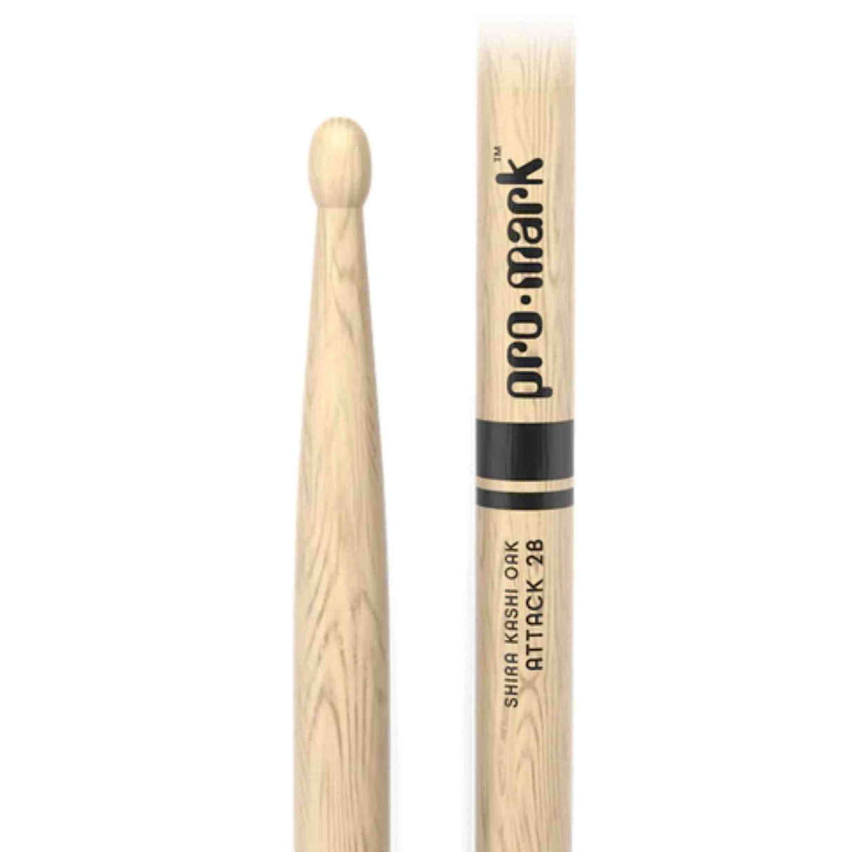 Promark 2B Wood Tip Shira Kashi Oak Drumsticks, Classic Attack - PW2BW