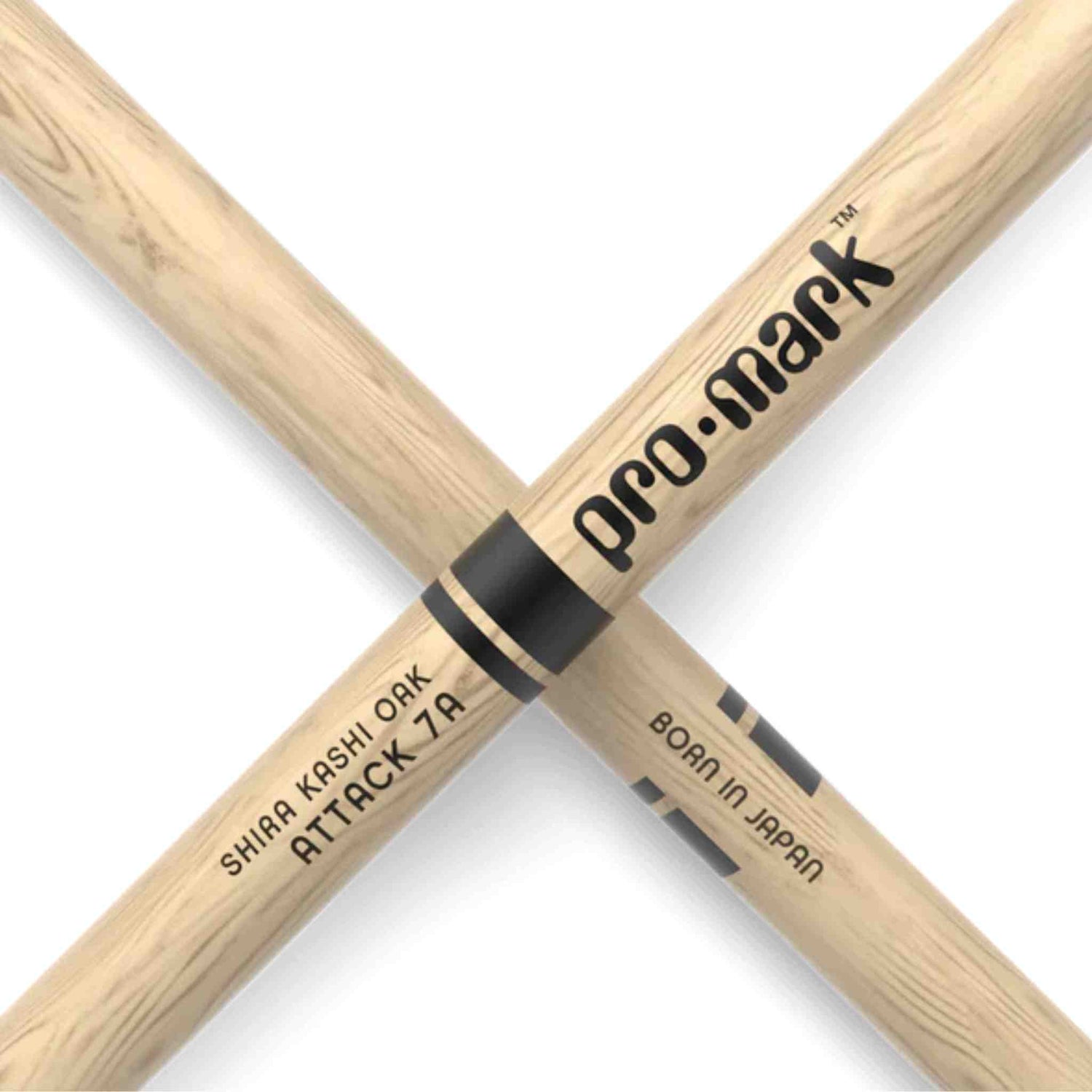 Promark Attack 7A Lacquered Shira Kashi Oak Wood Tip Drumsticks - PW7AW