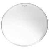 Clear banjo head with Remo logo on a white background