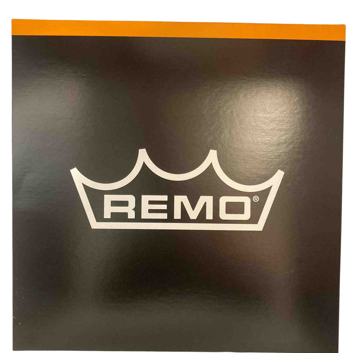 The front of a Remo box on a black background with an orange border