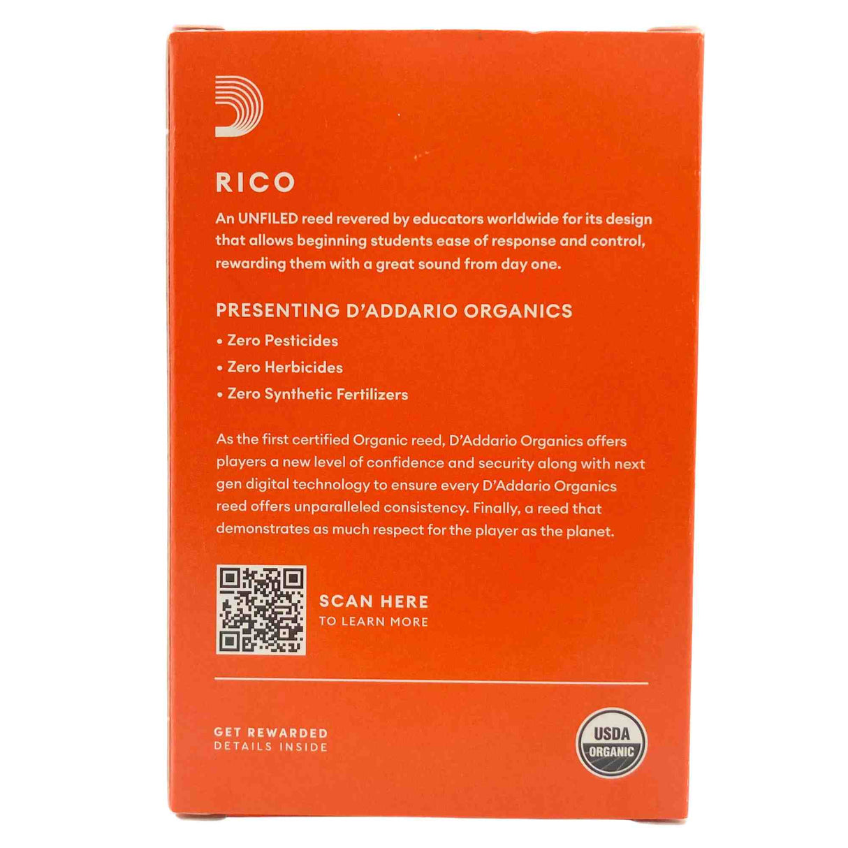 Rico By D'Addario Organic Alto Sax Reeds - Strength 2.5 - 10-Pack