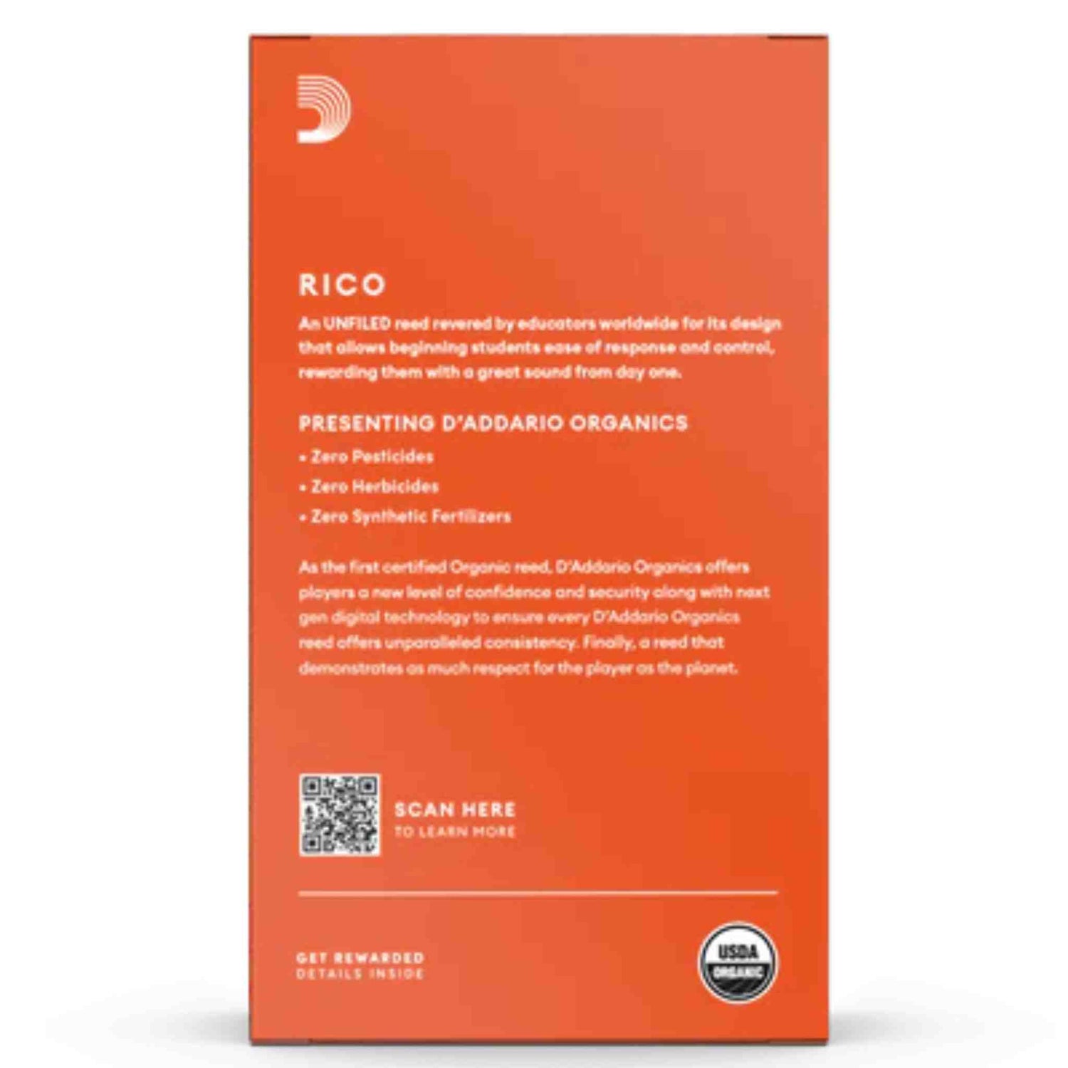 Rico Organic Baritone Sax Reeds, 2.5 Strength, 10-Reeds