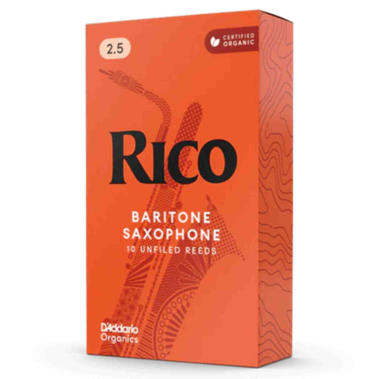 Rico Organic Baritone Sax Reeds, 2.5 Strength, 10-Reeds