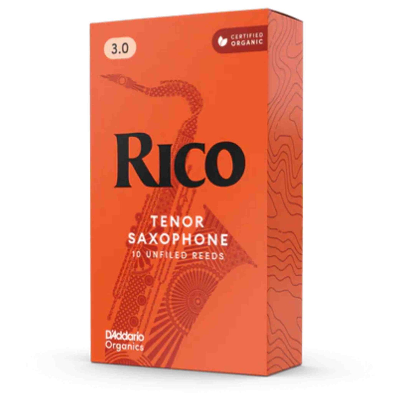 Rico Organic Tenor Sax Reeds, Strength 3.0, 10 Reeds