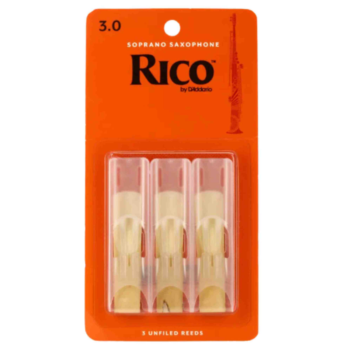 Rico Soprano Saxophone Reeds - Strength 3.0 - 3-pack